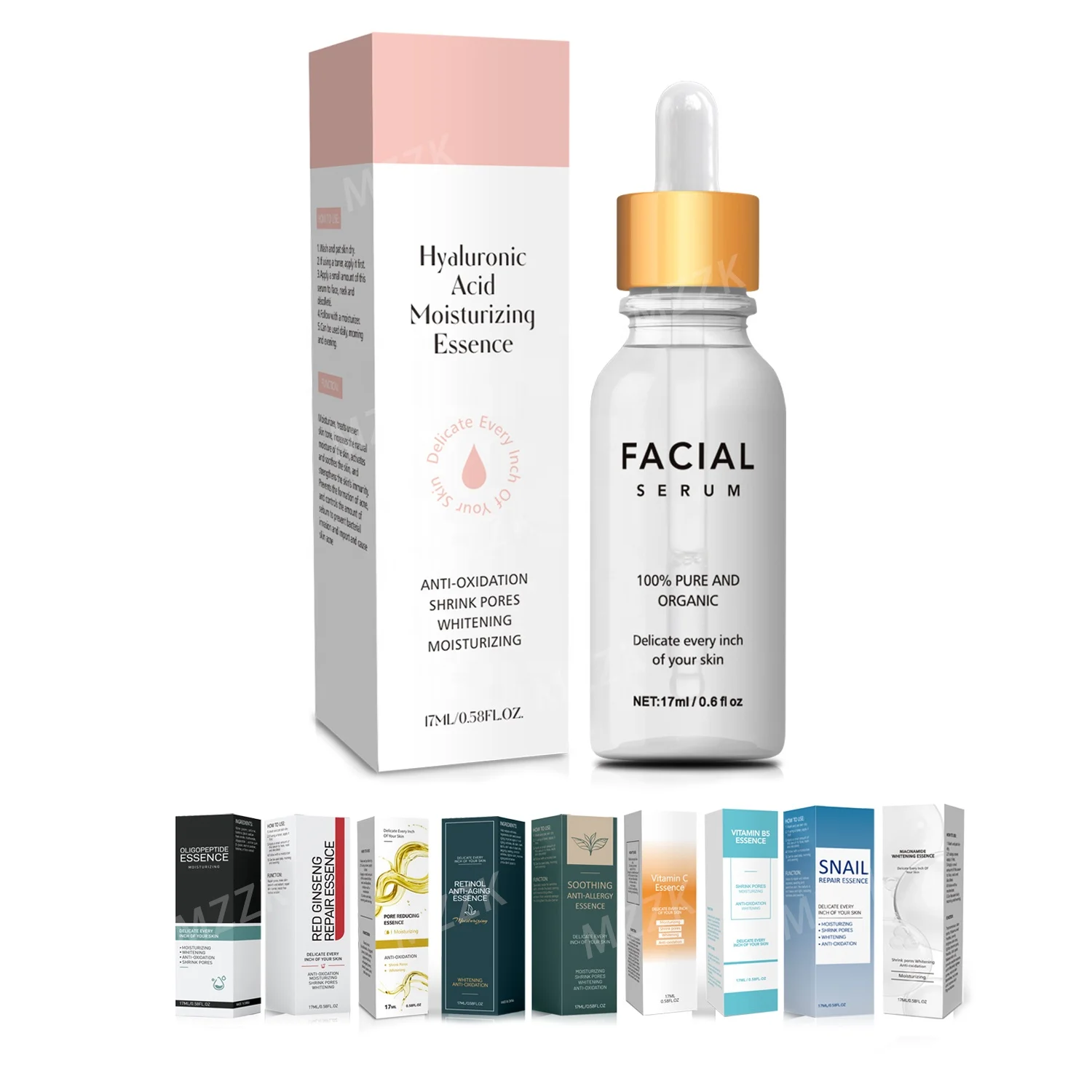 17 мл увлажняющая Гиалуроновая кислота сыворотка экстракт розы Восстанавливающий смягчающий кожу лица с гиалуроновой кислотой сыворотка