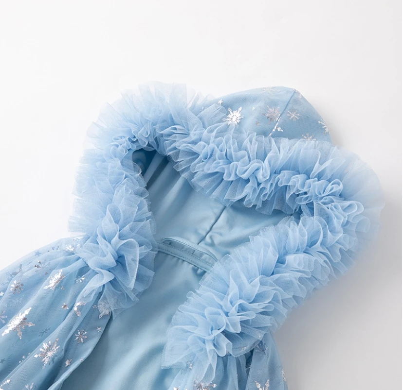 Little Kids Halloween Cloak Costume Snowflake Tulle Cape Girls Princess Dresses Ice Queen Cape