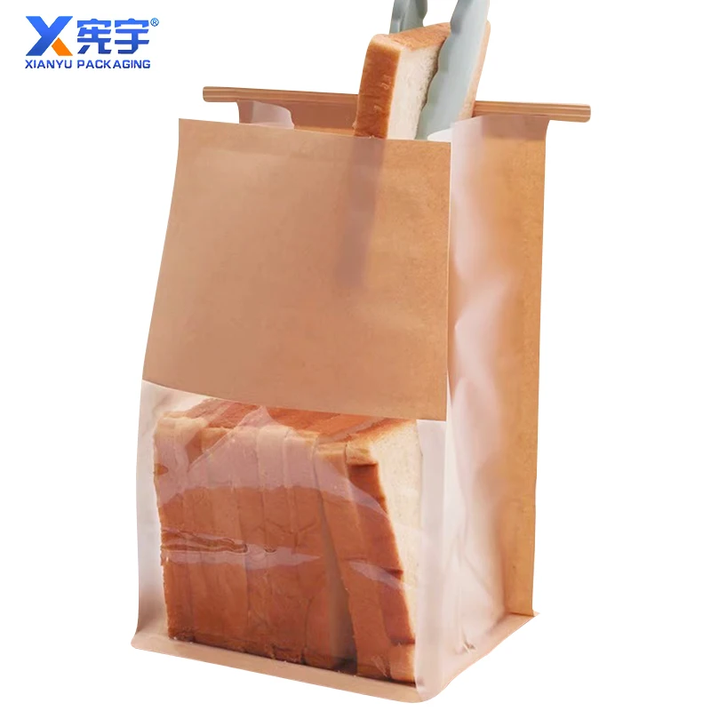 Kraft Paper Toaster Bread Bag Heat Resistance Toaster Bag For Grilled Cheese Reusable Sandwich Toast Bread Pouch With Window