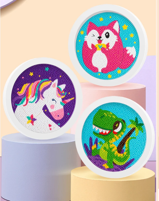 Factory wholesale kids flying unicorn diamond art kit with plastic frames mosaic art painting for kids