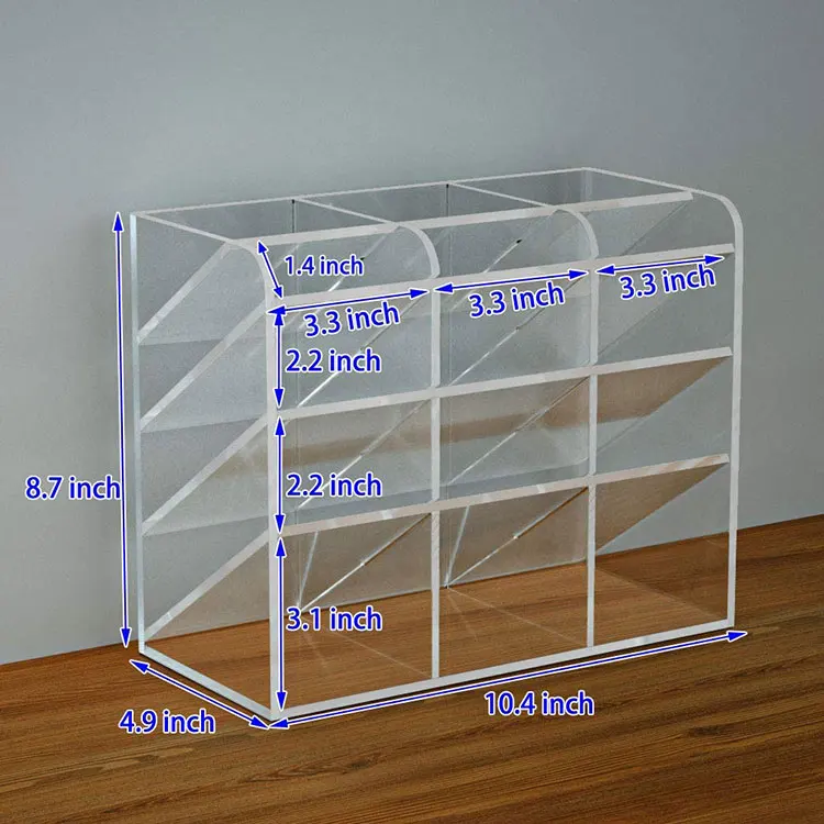 Custom Multi-Functional Clear Desktop Stationary Organizer Storage Rack Acrylic Desk Organizer