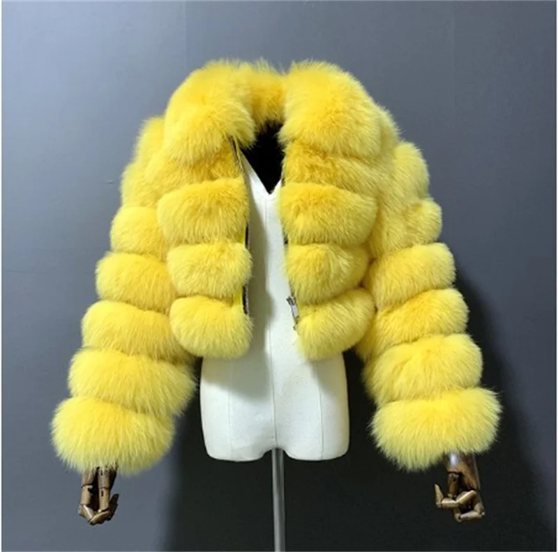 High Quality Women Autumn Winter Coat Cropped Fluffy Faux Fox Fur Coat Fashion Faux Fur Jacket For Girls