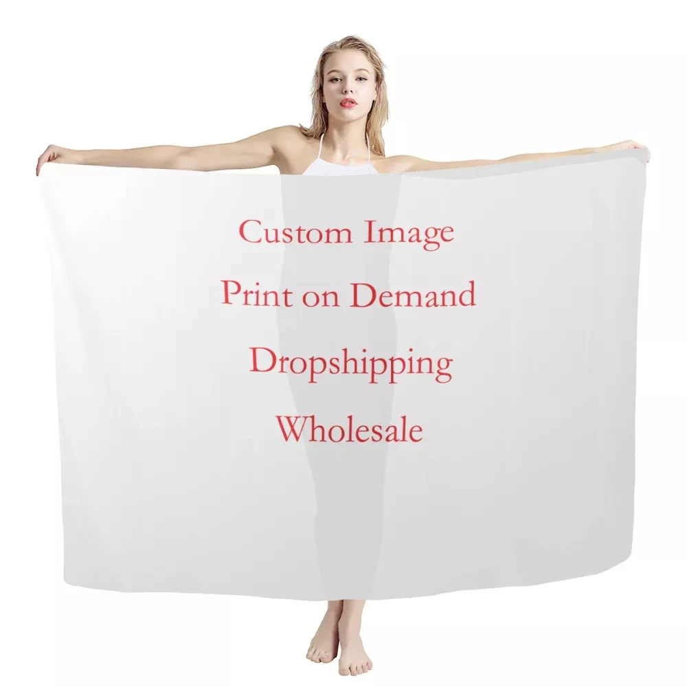 2023 summer Custom Hawaiian Flowers design  Printing Large size Blends Scarf Sarong Wholesale