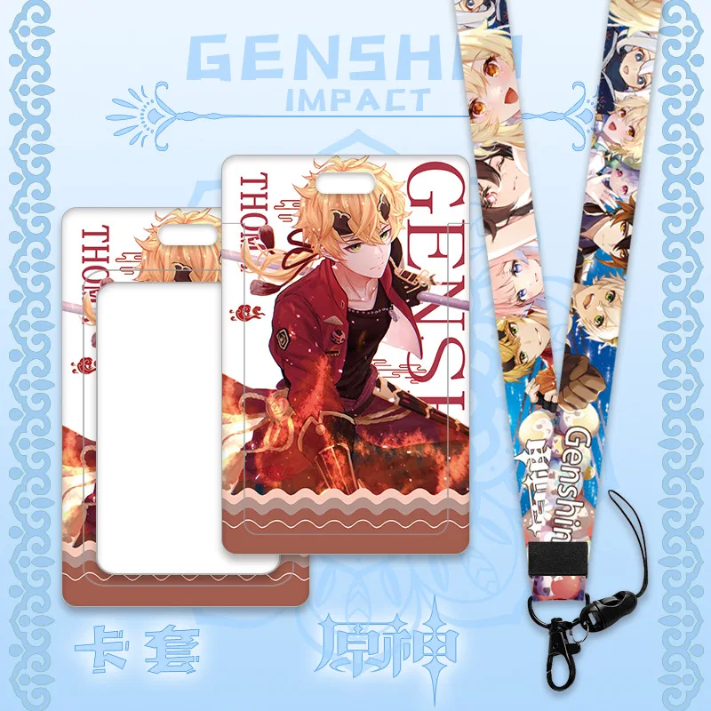 54 Styles Genshin Impact Card Holder Ganyu Hutao Venti Zhongli Anime Lanyard