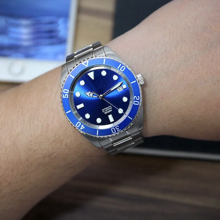 Luxury Diver watches men automatic mechanical visible backover 20atm waterproof watch 316 stainless steel wristwatch