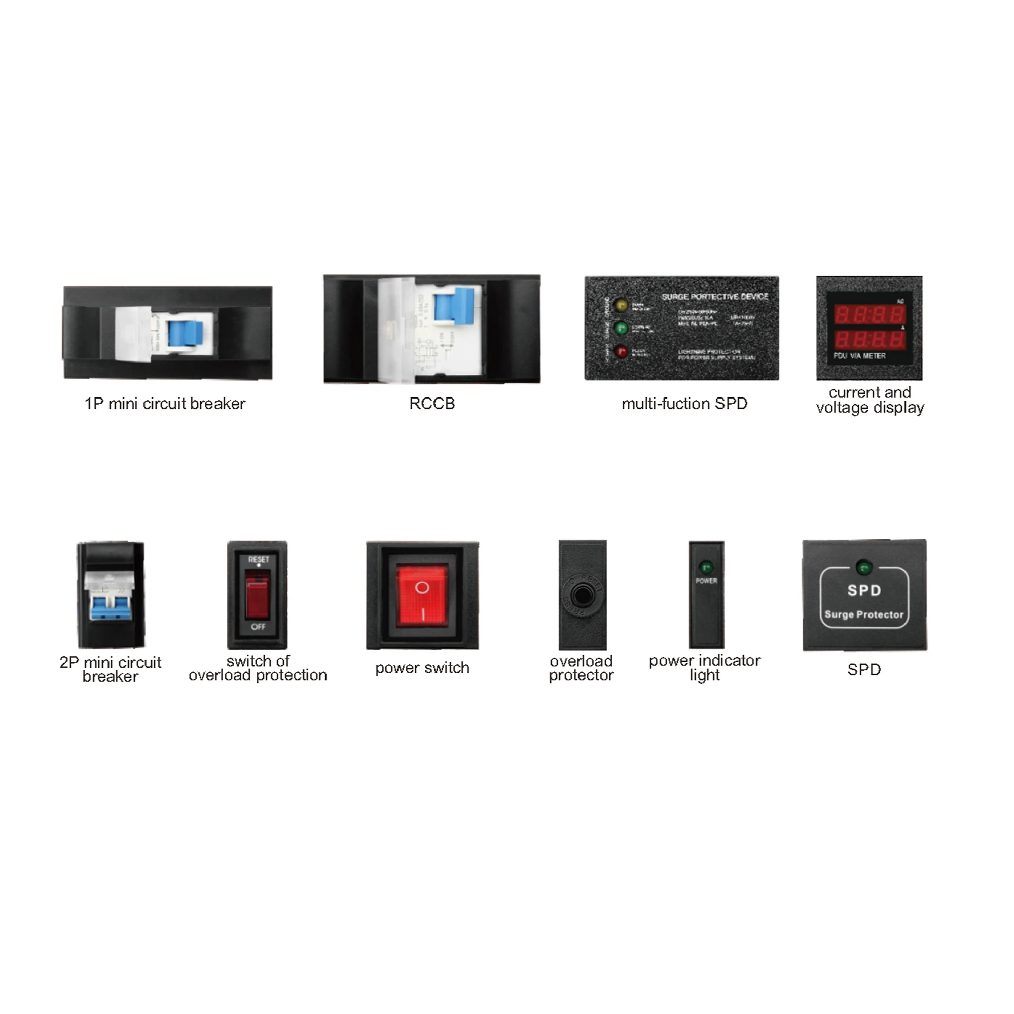 
Tuxin 8 outlet Australian PDU socket with overload protector and surge device 