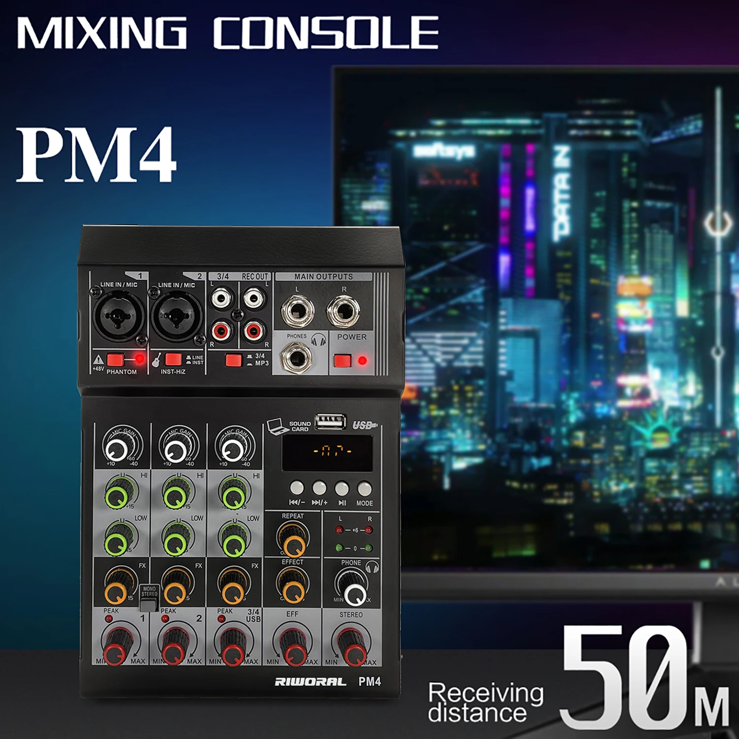 PM4 factory direct selling small party mini 2 channels with BT USB audio mixer system