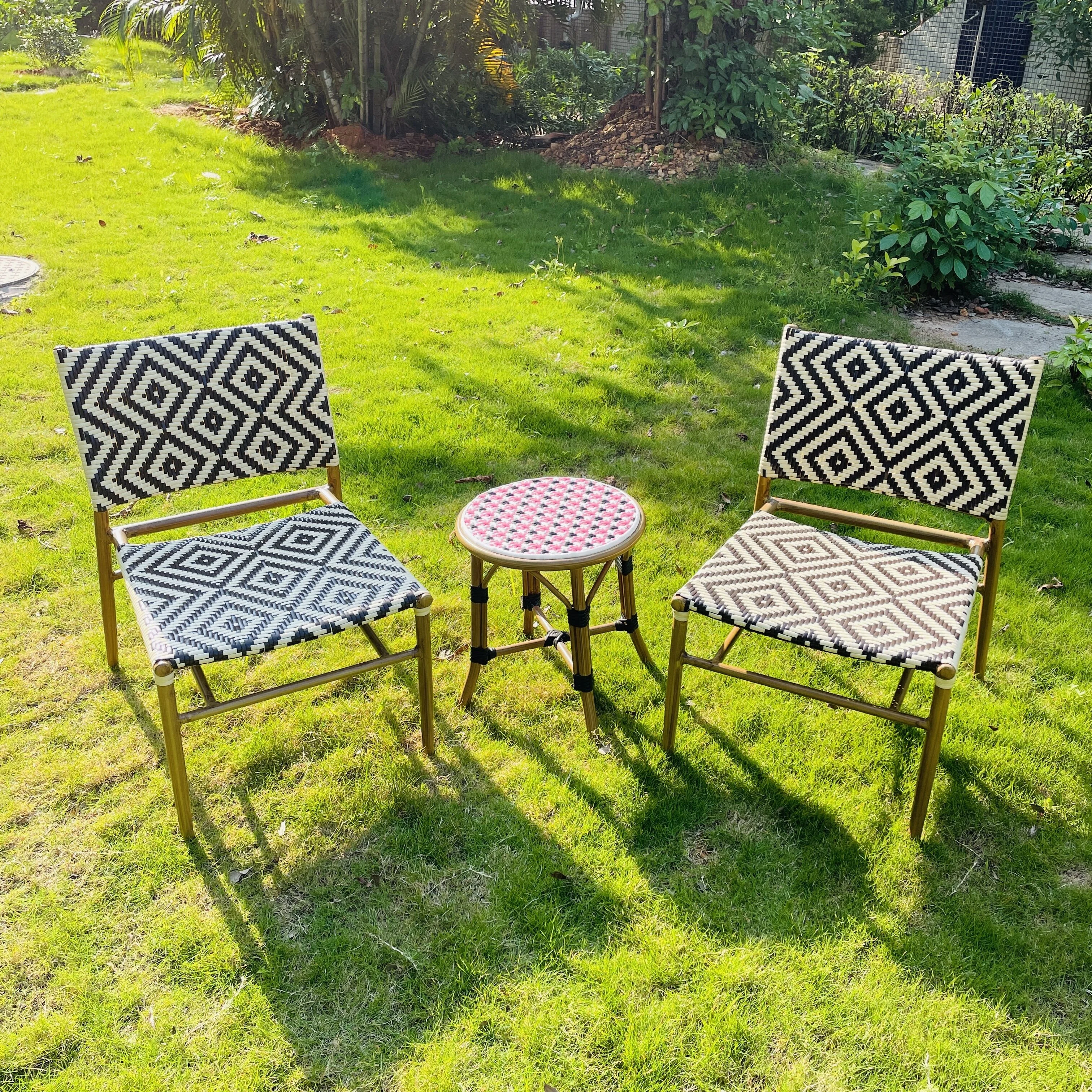 Wholesale Leisure Aluminum Rattan Beach Furniture Set Patio Outdoor Balcony Hotel Garden Wicker Chaise Lounge Chair  And Table