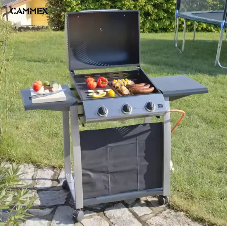 CAMMEX Expandable Square Shape 4 Burners stainless steel Black Color Garden Family Gas Grill