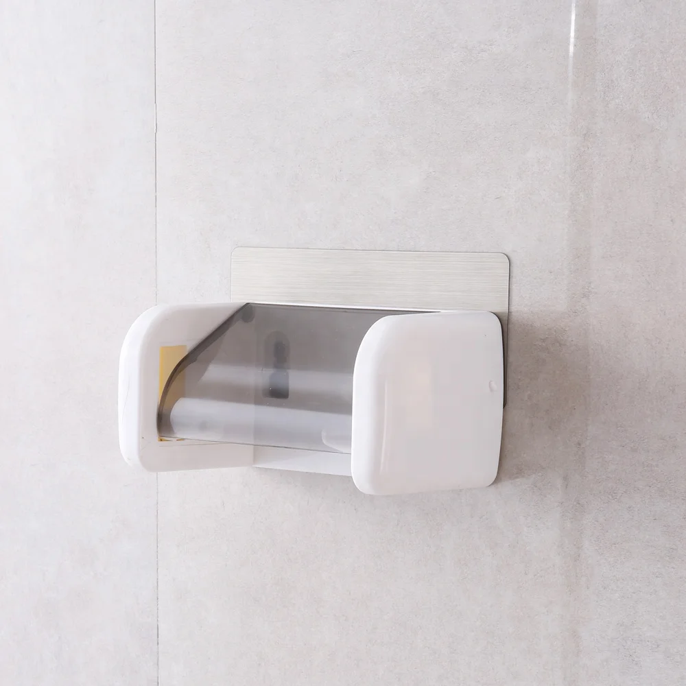 Toilet Paper Holder Adhesive Roll Toilet Paper Dispenser with Phone Shelf Wall Mounted Toilet Tissue Holder