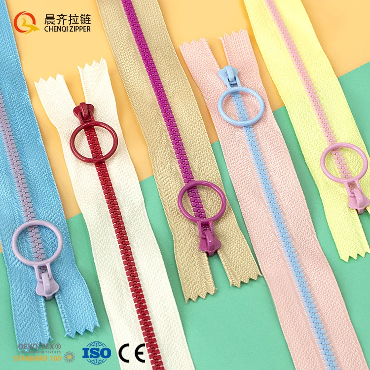 Wholesale Spot 5# 15 20 25 30 35 Cm Candy Colorful Closed-end Auto-Lock Plastic Resin Zipper For Clothing