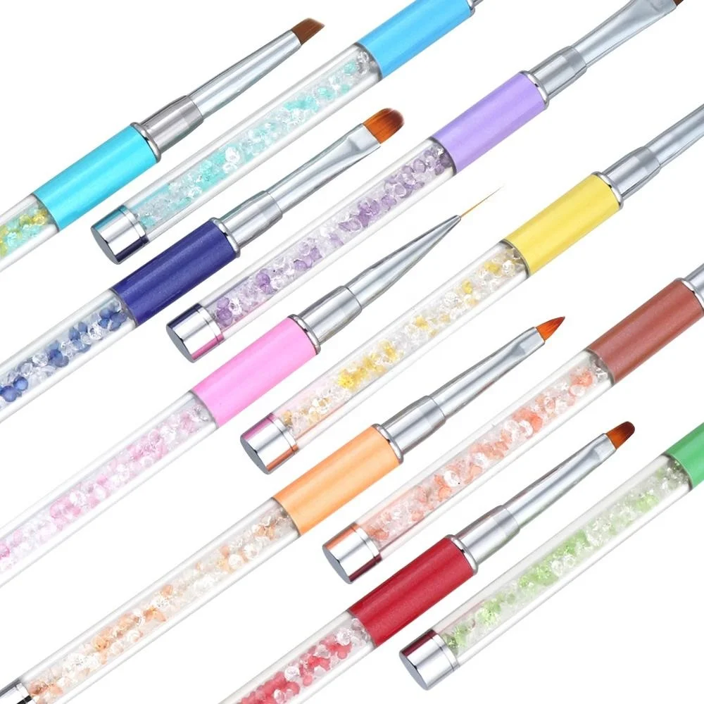 
3Pcs/set Nail Art Acrylic UV Gel Extension Builder Rhinestone Painting Brush Lines Liner Pattern Drawing Pen 