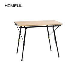 HOMFUL  new arrival outdoor camping table wood grain aluminum alloy folding adjustable outdoor table