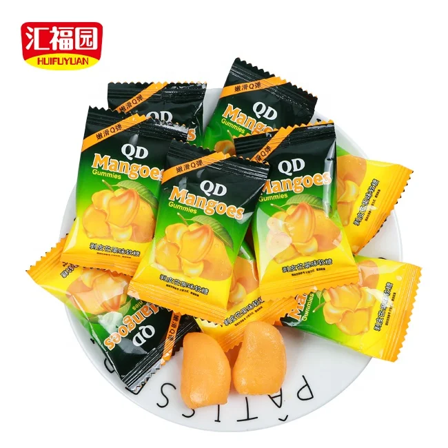 Wholesale HUIFUYUAN peeling fruit shaped mango soft candy