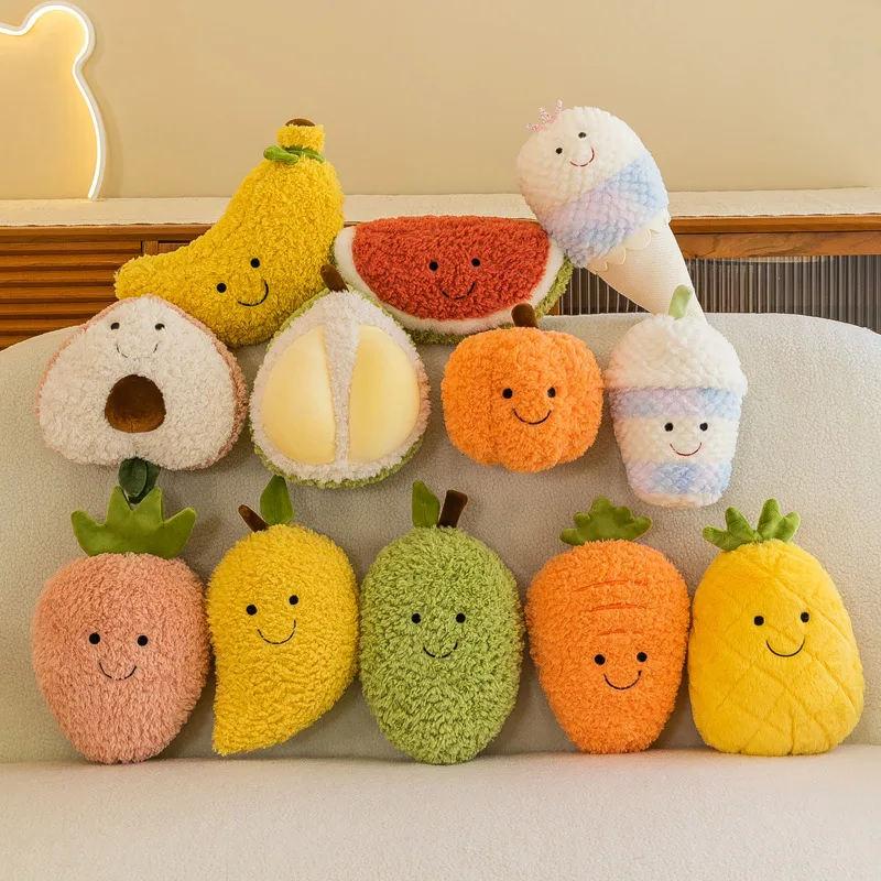 20cm Cute Simulation Fruit Plush Toys Peach Watermelon Mango Durian Avocado Stuffed Fruit Plush Pillow Gifts