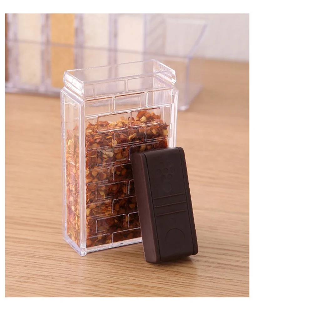 1SET 6PCS Kitchen Spice Jar Seasoning Box Kitchen Spice Storage Bottle Jars Transparent Salt And Pepper Cumin Powder