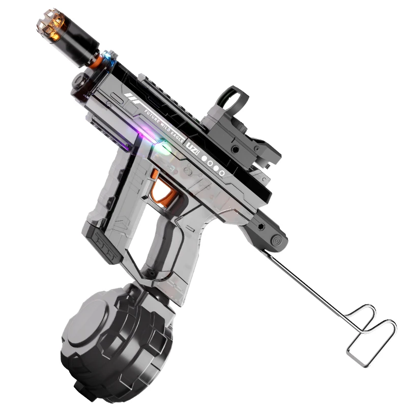 2024 Hot Sale Summer Toy  Cool Lighting Automatic Powerful Squirt Electric High Pressure Uzi Water Gun Blaster for Adult