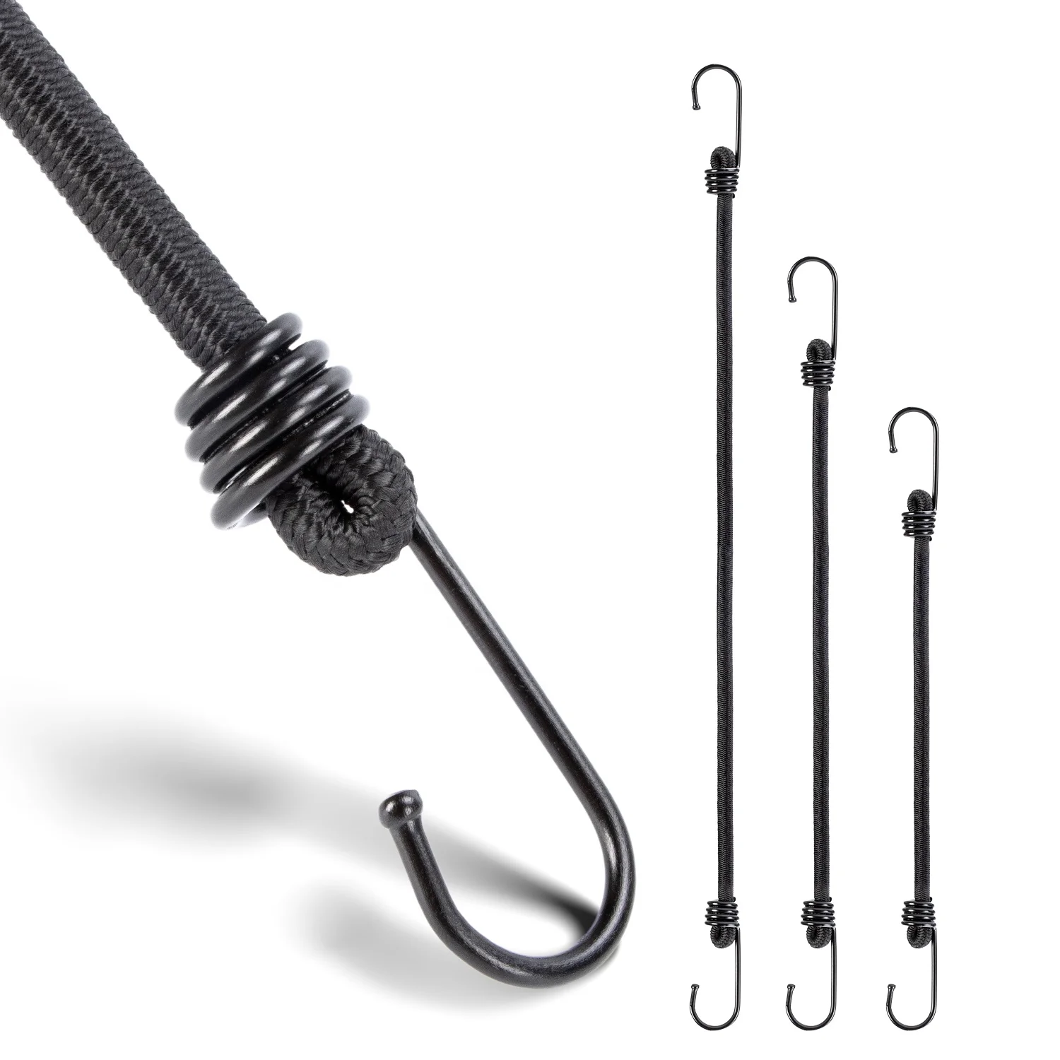 Heavy Duty Imported Rubber Latex 8mm Elastic Straps Bungee Cord with Hooks Luggage Straps Tie Downs Bungee Cord