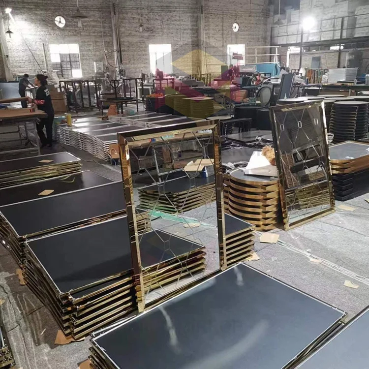 Wholesale Hotel  big size Gold Stainless Steel Frame 3D Art Wall Mirror