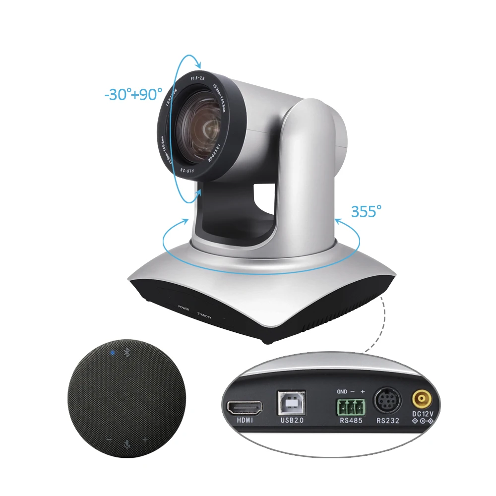 KATO 355-degree rotating pan PTZ meeting room camcorder sdi 12x optical zoom USB video conference camera
