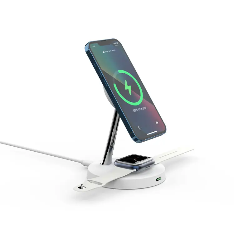 Fast 15W Qi Magnet Portable Lamp Stand For Iphone Samsung Phone Car 4 3 in 1 Wireless Charger