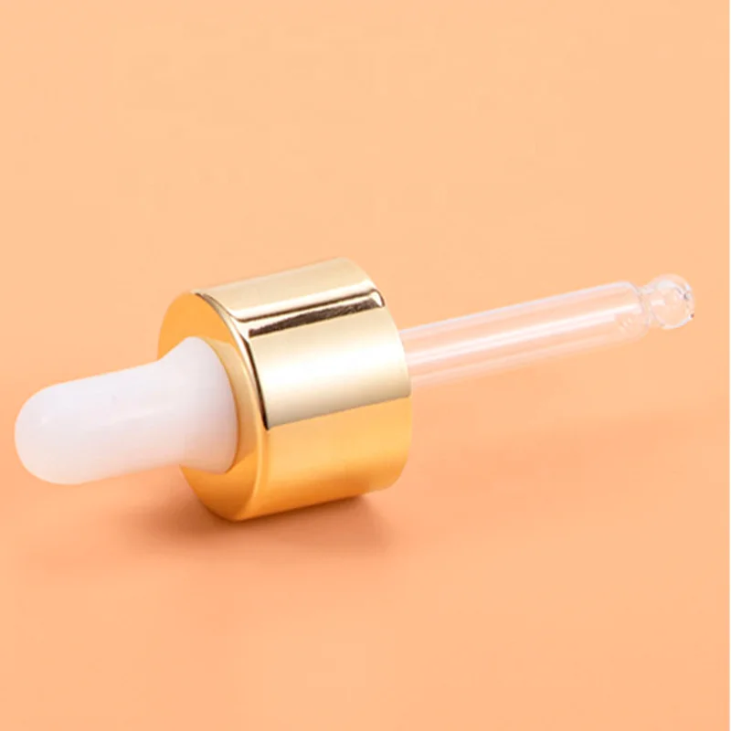 Glass essential oil bottle skin care cosmetic glass dropper bottle gold ring white silicone rubber head travel bottle