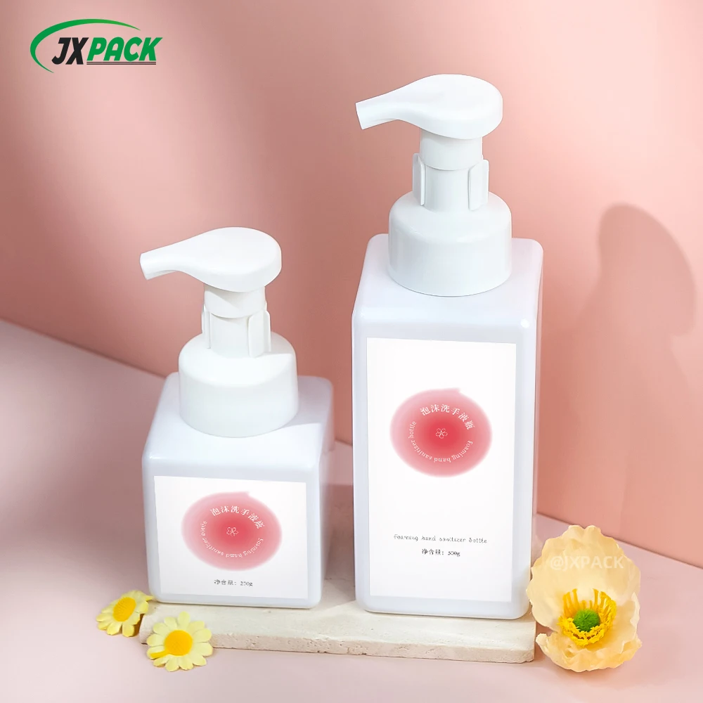 Factory Wholesale Foaming Soap Plastic Pump Bottles 15oz Cleanser Foam Bottle Square Foam Pump Bottle