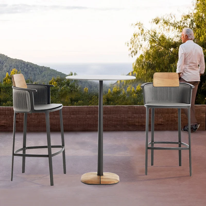 Outdoor Barstool Leisure bar-stool balcony outdoor rattan chair outdoor restaurant and cafe Internet celebrity bar stool