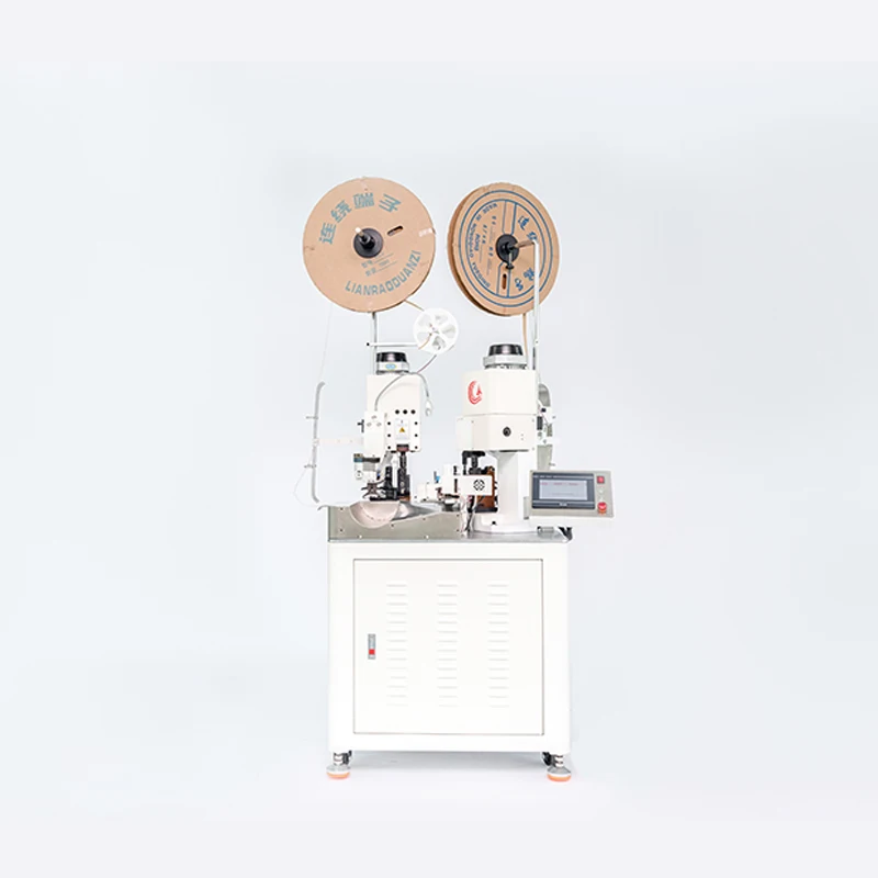 Full Automatic double Head Cable Wire Cutting Stripping Machine / Wire Terminal Crimping Machine