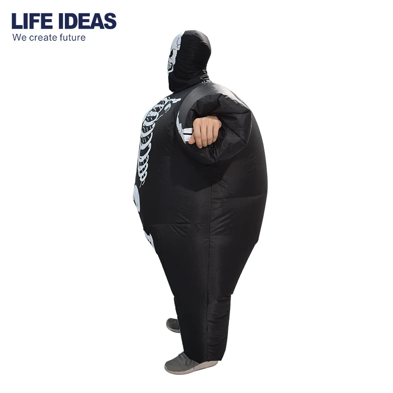 Black Skull Skeleton Halloween Party Funny Dress Inflatable Costume