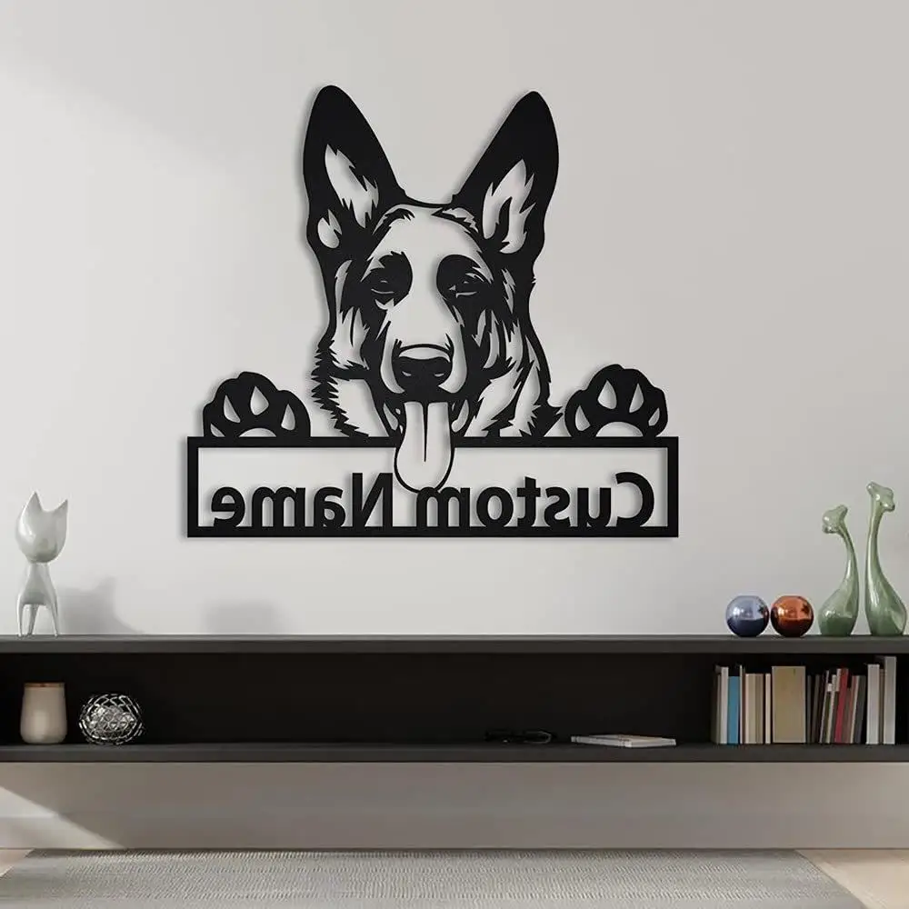 Metal interior decoration silhouette simple wall hanging laser cutting shepherd dog art wall decoration background wall