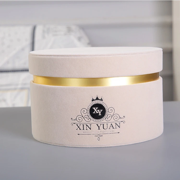 high quality wholesale custom round luxury velvet flower box