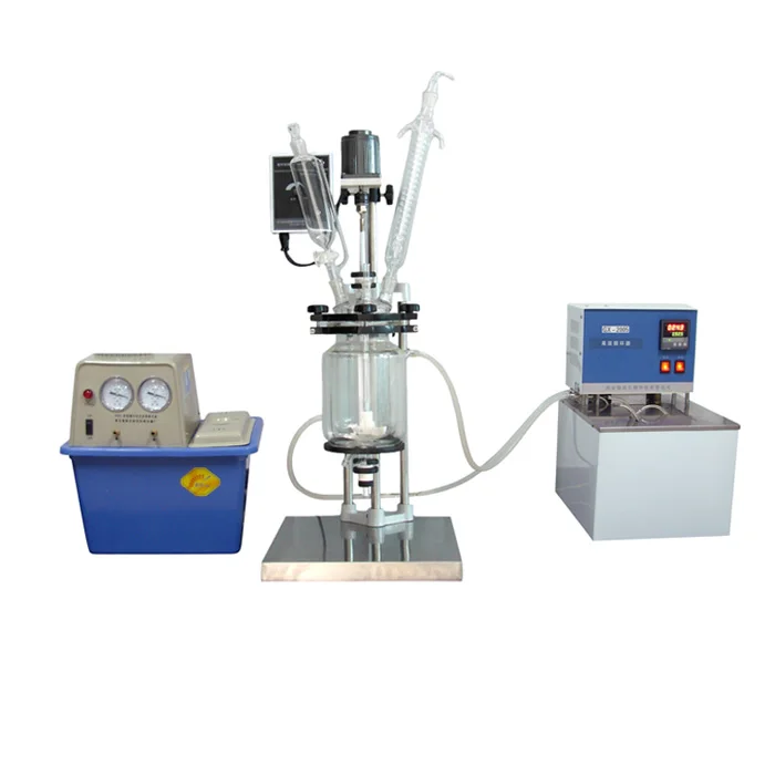 pyrex glass cylindrical  mini jacket glass reactor lab