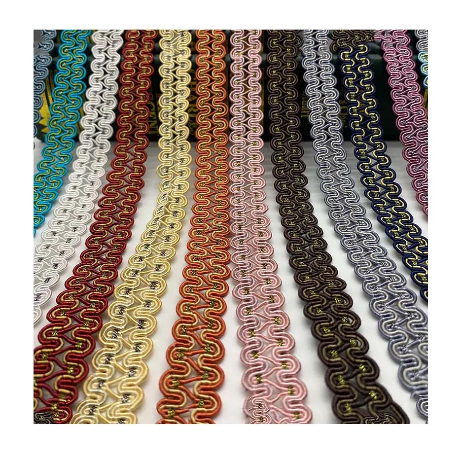 18mm clothes sewing material Curtain lace decorative accessories diy gold pillow cushion craft wave S braided gimp edge trims