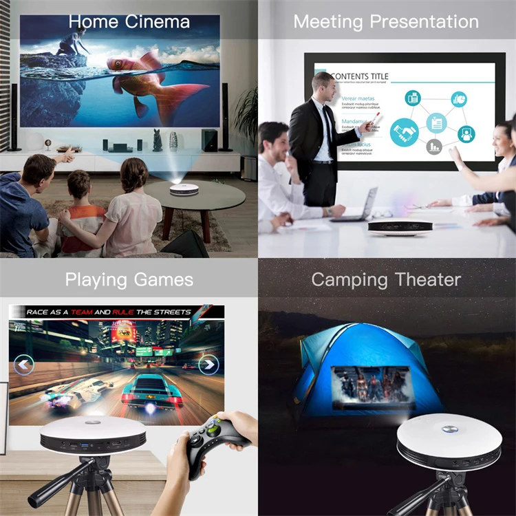 Factory supply full HD Android wireless smart home theater dlp projector office game outdoor 3d projectors