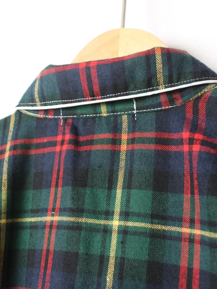 Bangladesh Factory wholesale Women Pajamas Long Sets Cotton Plaid Home Cotton Sleepwear