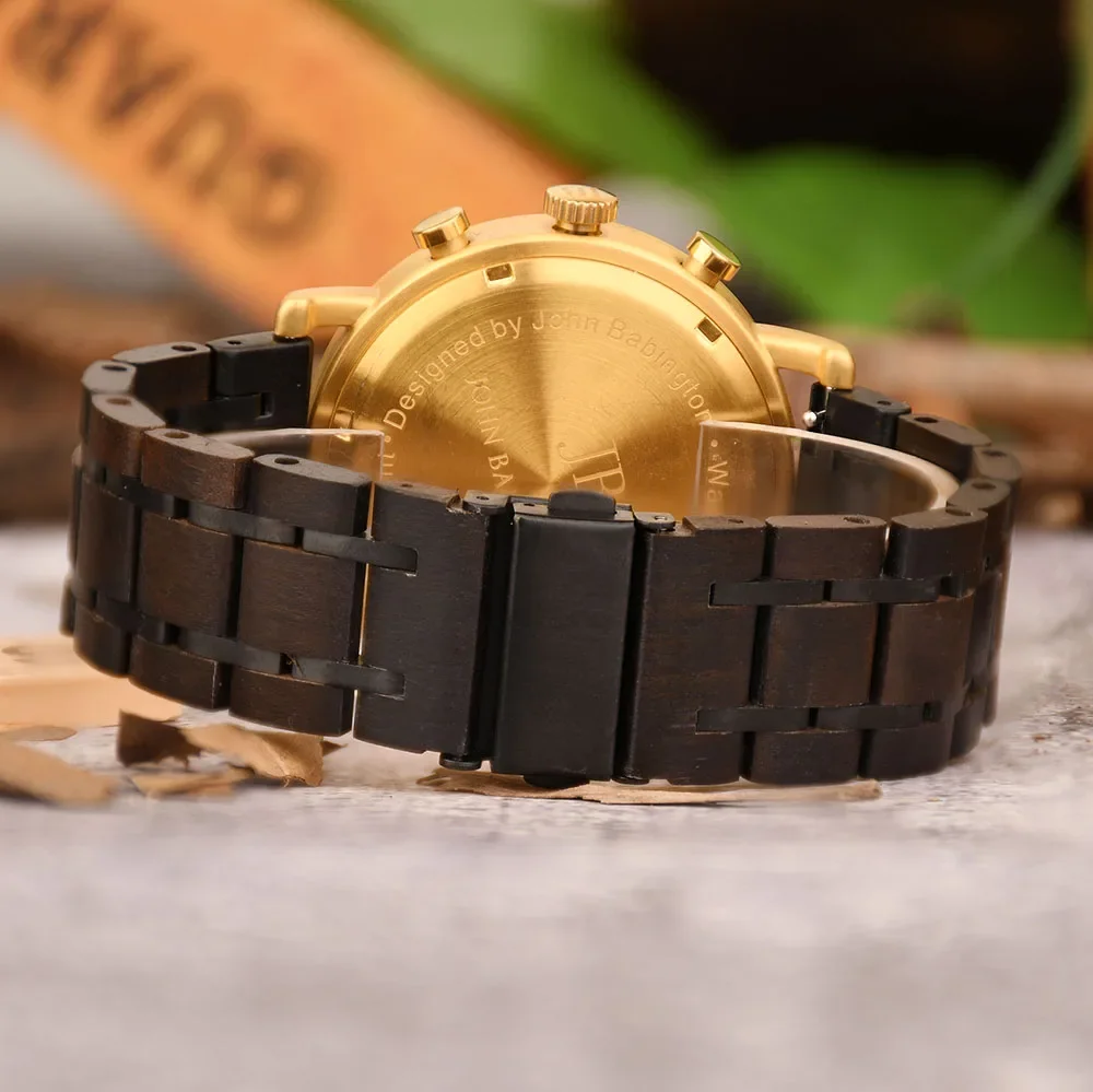 factory supply wooden combined solid wood stainless steel watches high quality unique waterproof men quartz watches