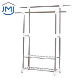 2021 OEM Custom Clothes Stand Hanger with Wheels Stainless Steel Clothes Rack