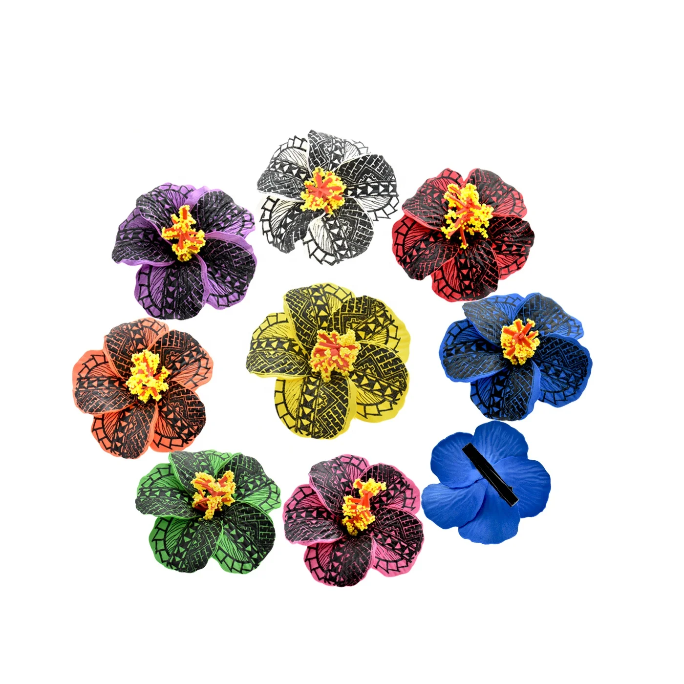 Hibiscus Hair Flower with Stem Accessories For Hawaiian Party Decoration  Colorful Soft Foam Flowers for Women Girls
