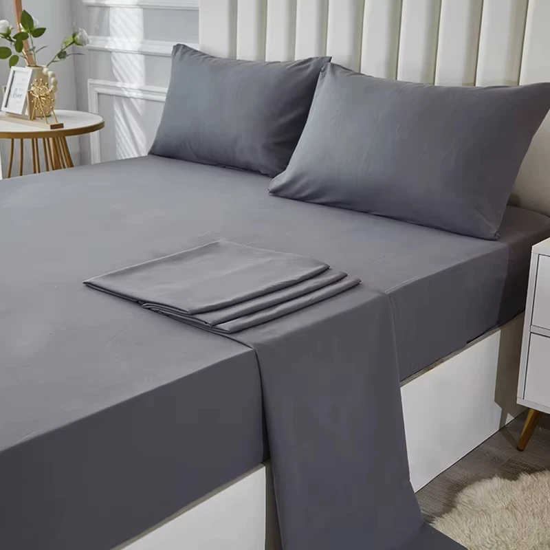 Waterproof Fitted sheet & Bed Sheet & Pillowcases Soft  Queen KIng  Full  Twin Size  White and Gray