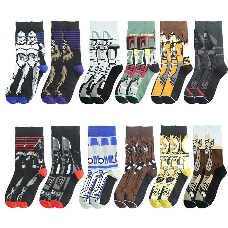 Custom Logo Happy Socks Cartoon Funny Happy Socks Various Styles Cotton Crew Men Fashion Dress Socks