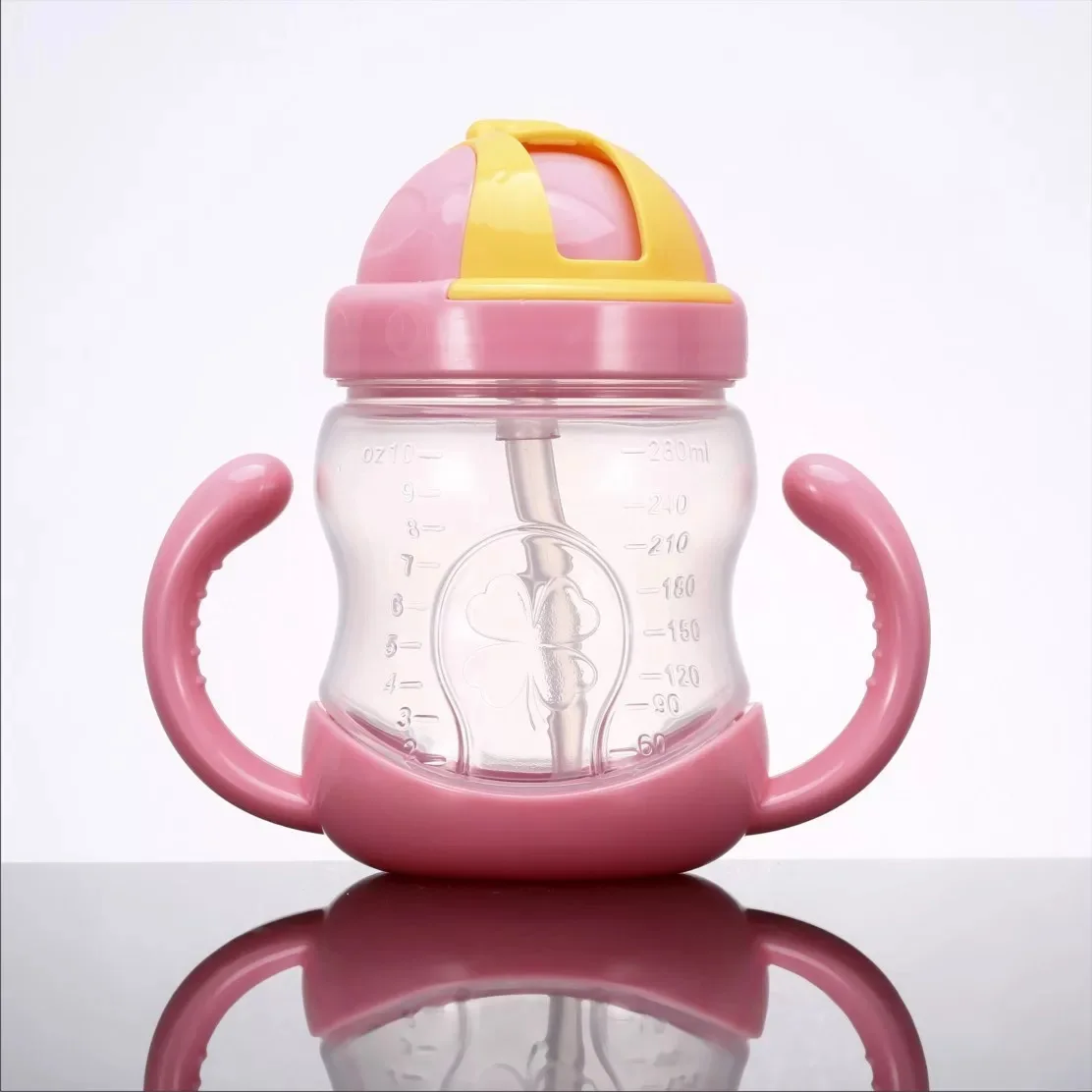280ml/10oz Kids Drinking Training Bottle silicone Straw Cup With Handle Baby water bottle Straw Cup for baby