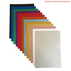 Wholesale Glitter Paper Stock Glitter Cardstock 320gsm A4 39sheets/bag 13colors Mixed Color Craft Paper Screen Printing Virgin