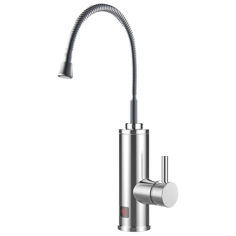 Home 220V 3000W Instant Electric Faucet Tap Hot Water Heater Stainless Steel Under Inflow LED Display Bathroom Kitchen