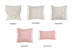 Bohemian Knit Macrame Tassel Weave 100% Cotton Cushion Cover Sofa Woven Boho Hand Made Home Square Pillow Cases