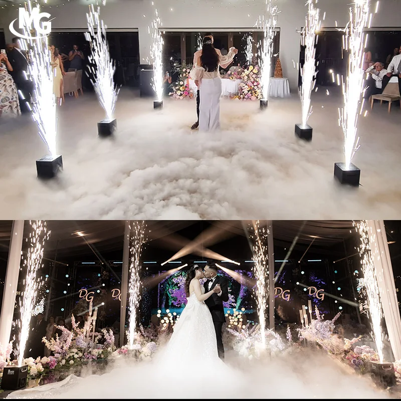 600W DMX512 Controlled Wedding Sparkler Table Digital Screen EDM Cold Spark Fountain Machine with Remote For Wedding Party