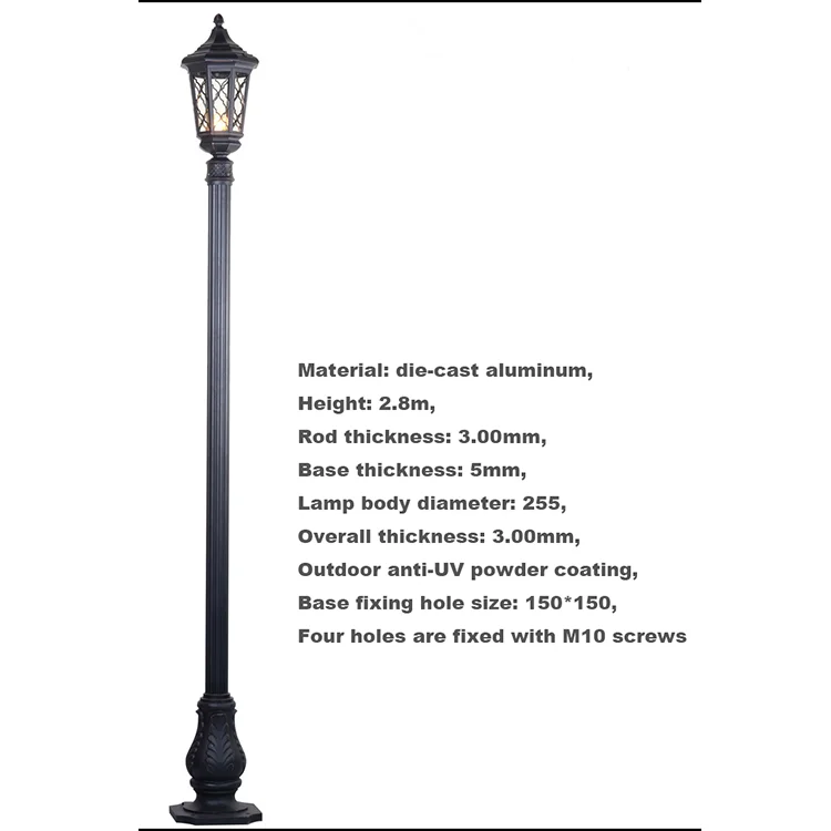 European Classics Led Street Lamp Outdoor Garden Light Aluminum Glass Waterproof Lamp Garden Landscape Lights