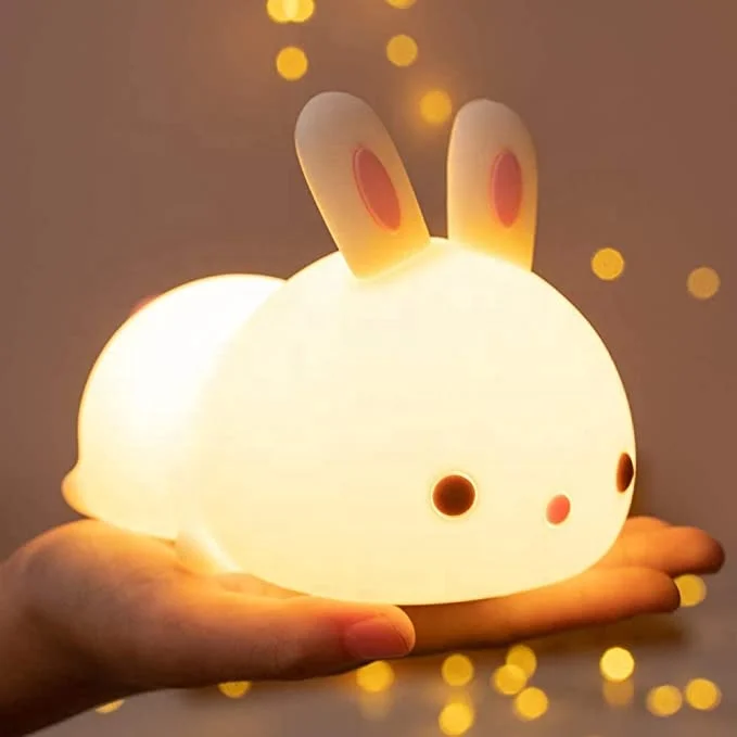 Cute Kawaii Bunny Lamp Room Decoration Multiple Colors Led Night Light Silicone USB Rabbit Kids Night Lights Lamp