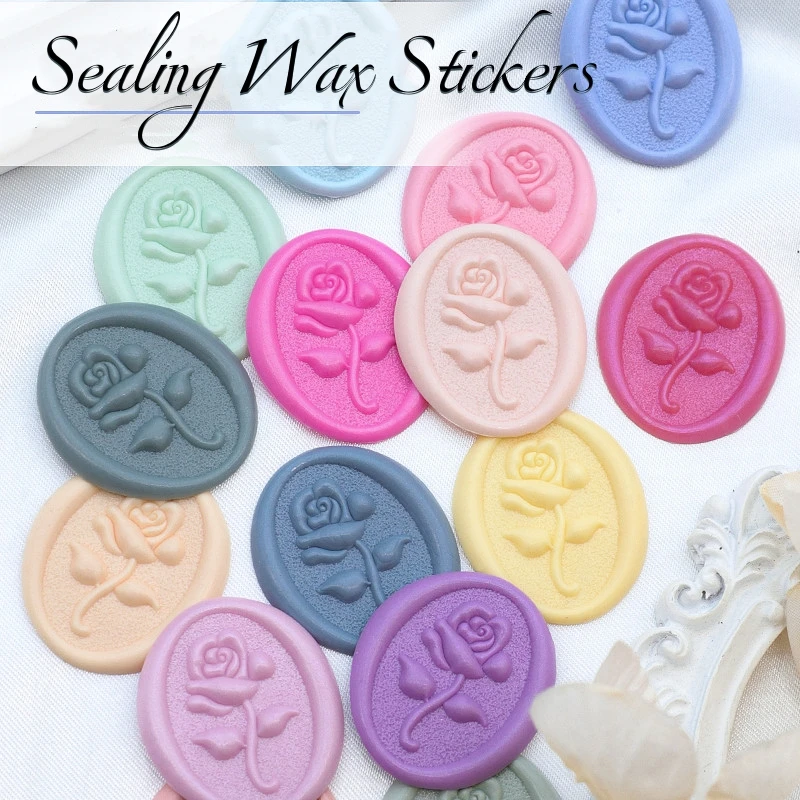 10pcs Self Adhesive Wax Seal Stamp Stickers Frosted Rose Wedding Custom Copper Head For Envelope Gift Packaging Scrapbooking