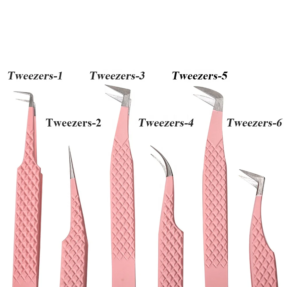 Custom Logo Tweezers Volume Fiber Tip German Long Stainless Steel Isolation Tweezer Matte Black Eyelash Extension Tweezers
